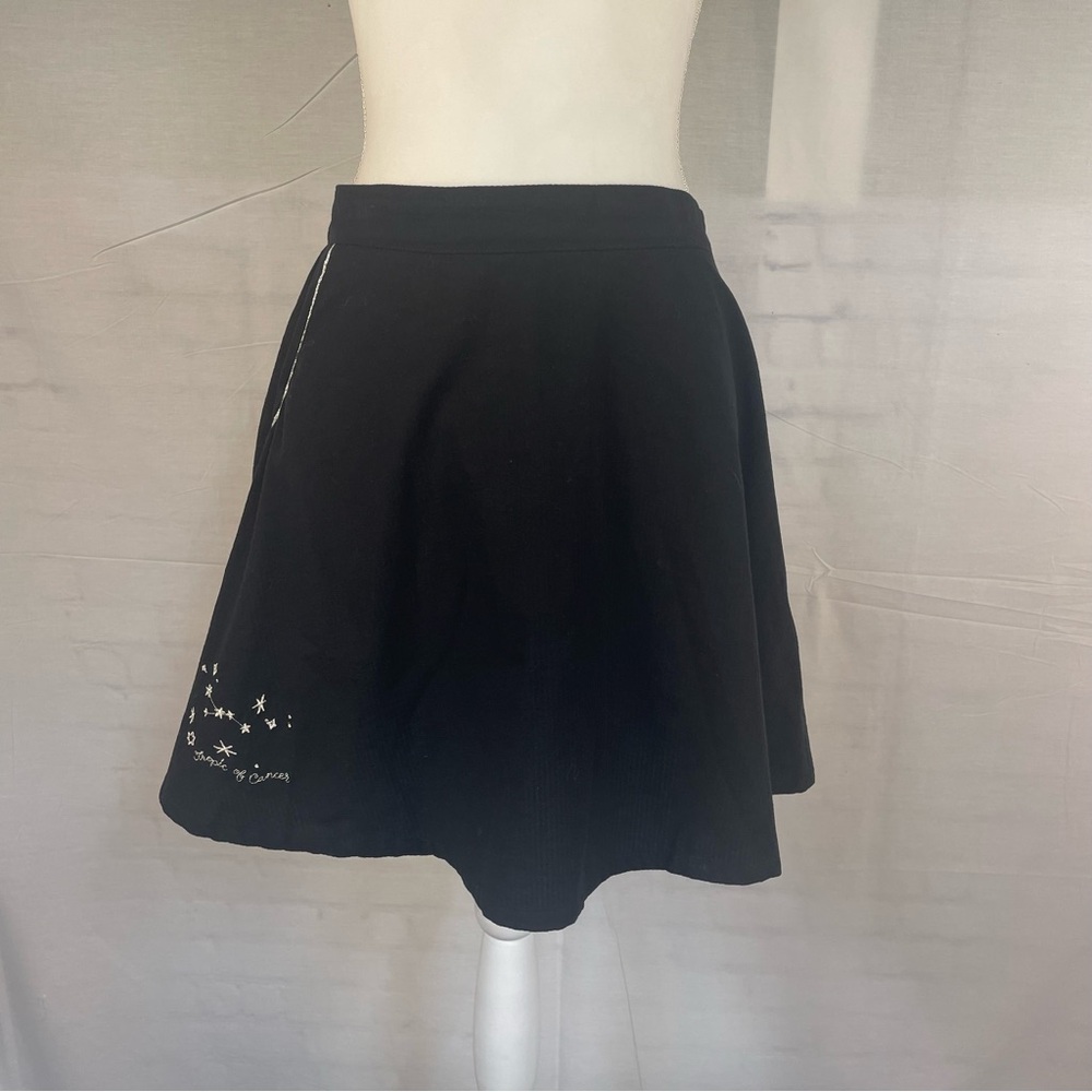 Tuesday Bassen Tropic of Cancer Metallic Embroidered A-Line Mini Skirt M